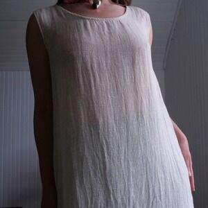 Modern FLAX ecru linen midi dress